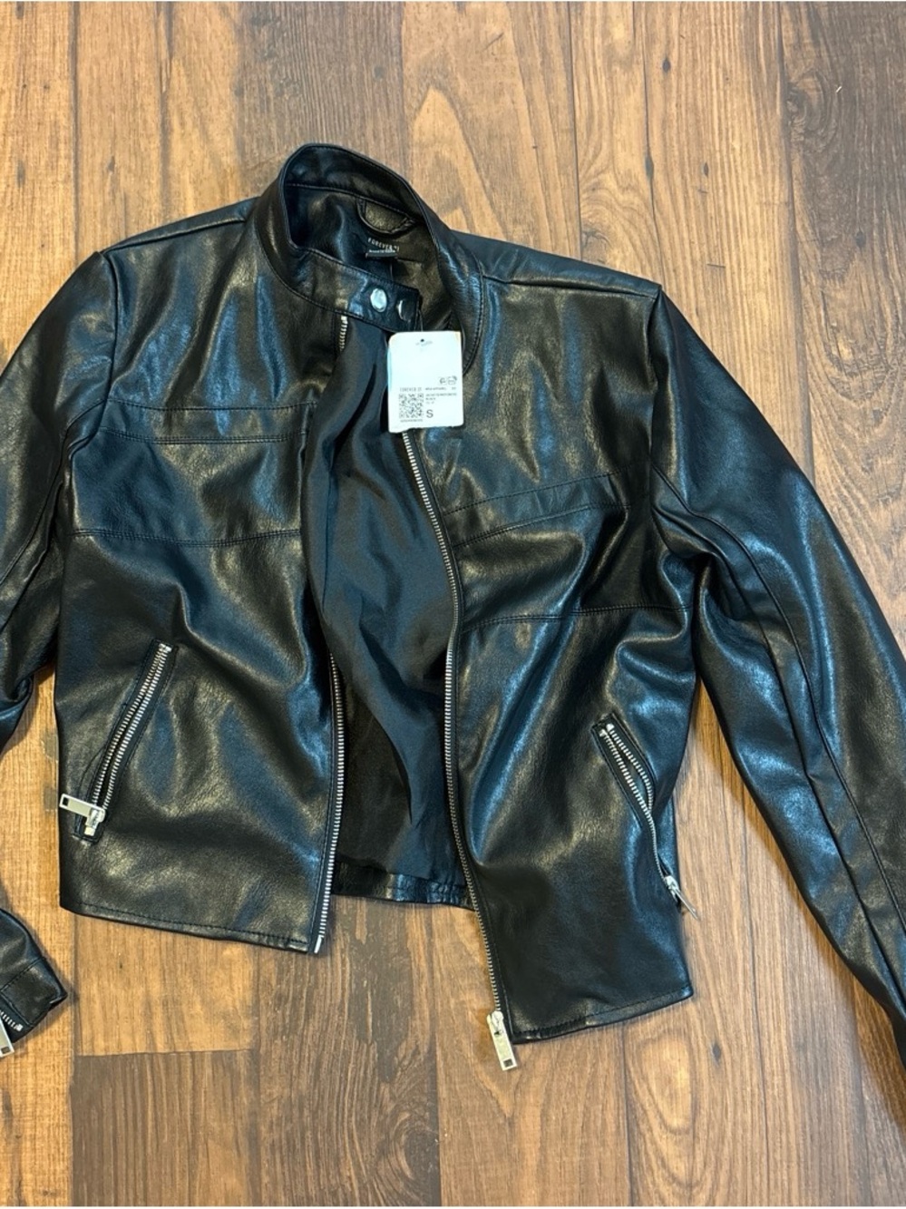 NWT Forever 21 Black Faux Leather Moto Jacket